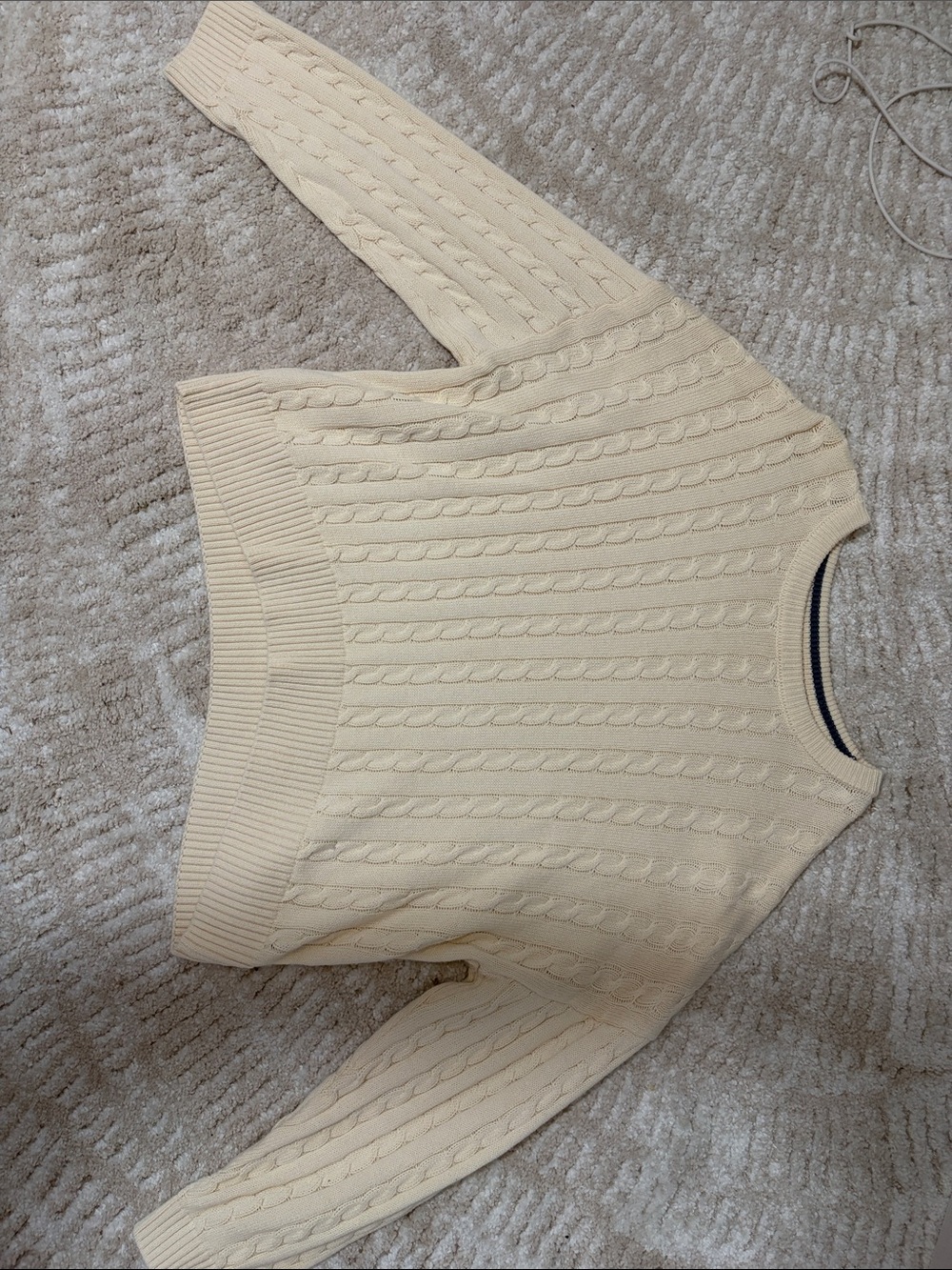 Cotton On Cream Cable-Knit Crewneck Sweater